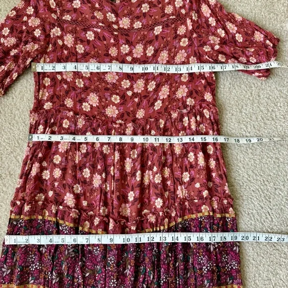 KNOX ROSE Short Sleeved Floral Tiered Boho Dress—SZ. XS - Picture 7 of 14